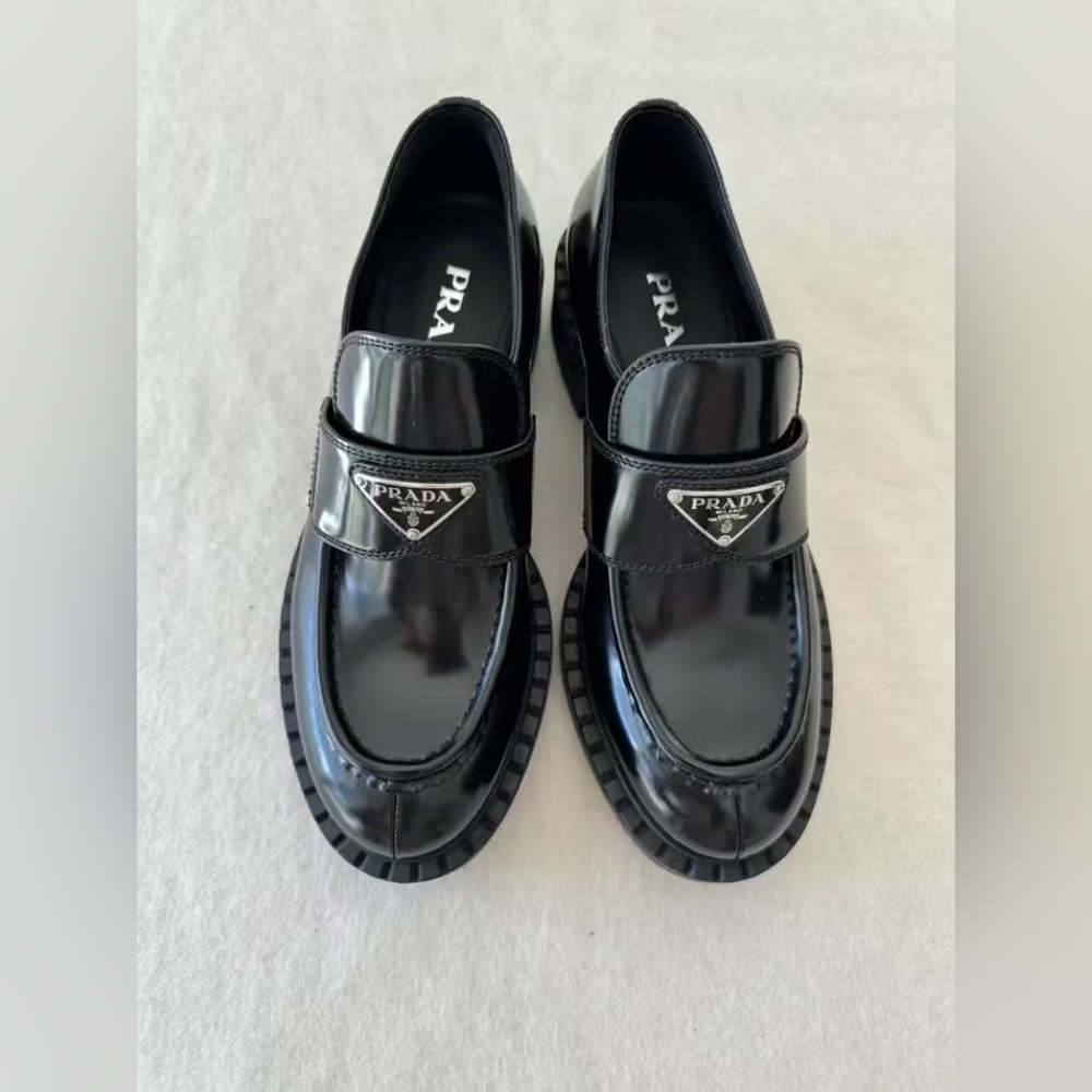 Prada Chocolate Brushed Leather Loafers
